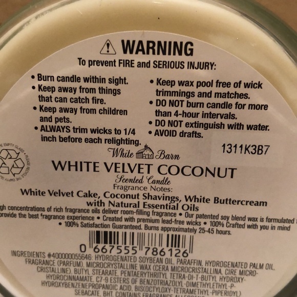 NWT Bath & Body Works White Velvet Coconut 3 wick candle. - Picture 4 of 8